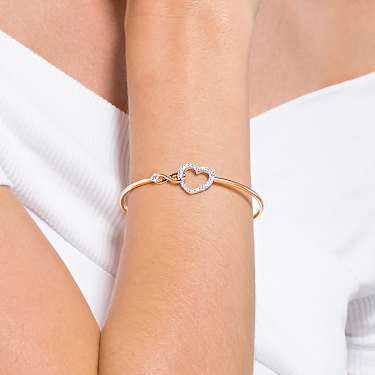 Hyperbola bangle - Infinity and heart - White - Mixed metal finish 5518869