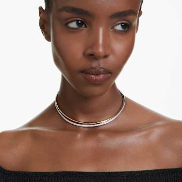 Hyperbola choker - Round cut - White - Mixed metal finish 5702408