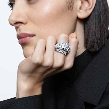 Hyperbola cocktail ring - Mixed cuts - White - Rhodium plated 5598341
