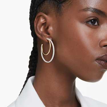 Hyperbola hoop earrings - Round cut - Medium - White - Mixed metal finish 5702400