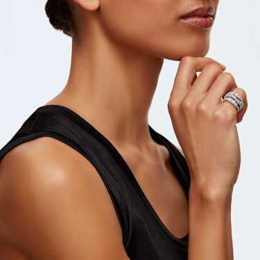 Hyperbola ring - Mixed cuts - White - Rhodium plated 5580952