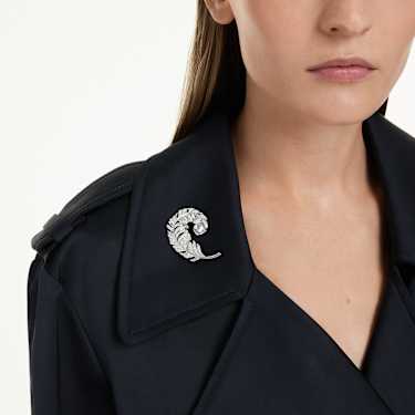 Idyllia brooch - Mixed cuts - Feather - Rhodium plated 5747549