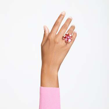 Idyllia cocktail ring - Flower - Pink - Gold-tone plated 5650564