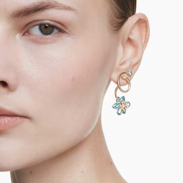 Idyllia drop earrings - Asymmetrical design - Mixed cuts - Flower - Multicolored - Gold-tone plated 5709025
