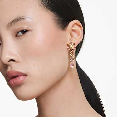 Idyllia drop earrings - Mixed cuts - Flower - Multicolored - Gold-tone plated 5732381