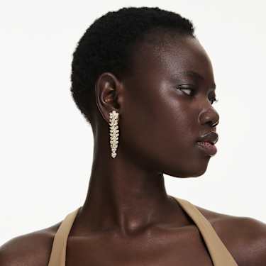 Idyllia drop earrings - Mixed cuts - Long - White - Gold-tone plated 5723138
