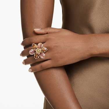 Idyllia motif ring - Mixed cuts - Flower - Multicolored - Gold-tone plated 5732382