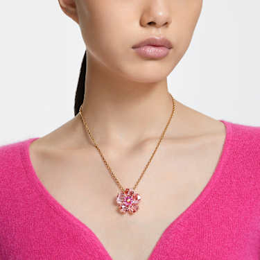 Idyllia necklace - Flower - Pink - Gold-tone plated 5650569