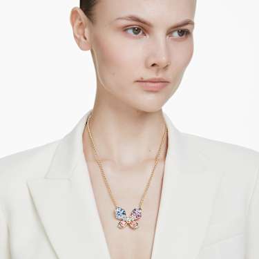 Idyllia pendant and brooch - Mixed cuts - Pavé - Butterfly - Multicolored - Gold-tone plated 5709951