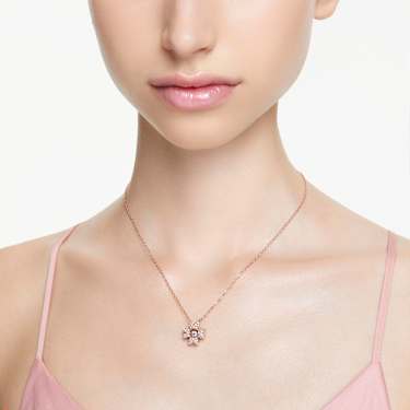 Idyllia pendant - Clover - White - Rose gold-tone plated 5674211