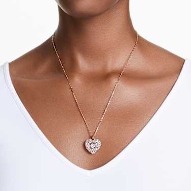 Idyllia pendant - Crystal pearl - Heart - White - Rose gold-tone plated 5680402