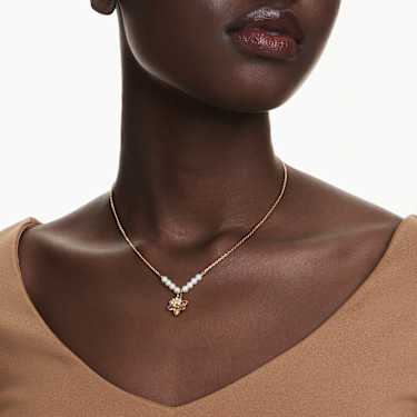 Idyllia pendant - Crystal pearl - Mixed cuts - Flower - Multicolored - Gold-tone plated 5723140