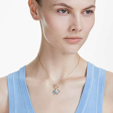 Idyllia pendant - Mixed cuts - Flower - Blue - Gold-tone plated 5709029