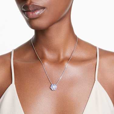Idyllia pendant - Mixed cuts - Flower - Blue - Rhodium plated 5680013