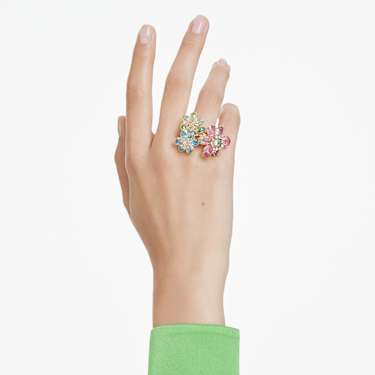 Idyllia ring - Mixed cuts - Flower - Multicolored - Gold-tone plated 5709027