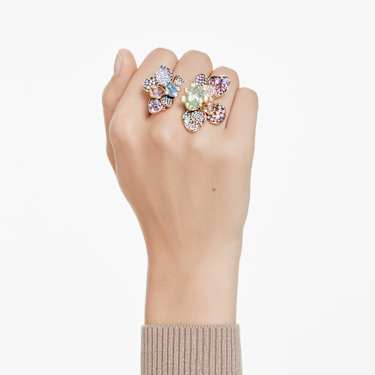 Idyllia ring - Mixed cuts - Pavé - Flower - Multicolored - Gold-tone plated 5713612