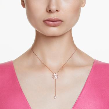 Idyllia Y pendant - Crystal pearl - Shell - White - Rose gold-tone plated 5680299