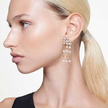 Imber drop earrings - Round cut - Chandelier - White - Gold-tone plated 5680093