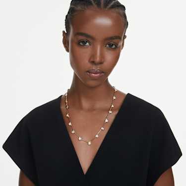 Imber necklace - Magnetic closure - Mixed cuts - White - Gold-tone plated 5705481