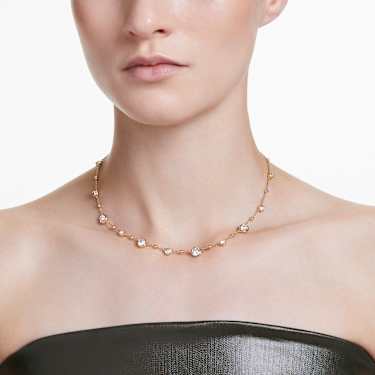 Imber necklace - Round cut - Scattered design - White - Gold-tone plated 5680090