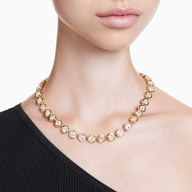 Imber Tennis necklace - Round cut - White - Gold-tone plated 5682585