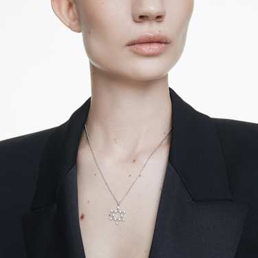 Insigne pendant - Round cut - Star - White - Rhodium plated 5677156