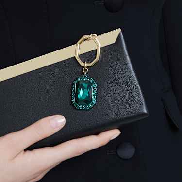 Key ring - Octagon cut - Green - Mixed metal finish 5666643