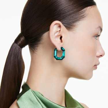 Lucent hoop earrings - Octagon shape - Small - Green 5680786
