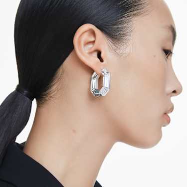 Lucent hoop earrings - Octagon shape - Small - White 5696289