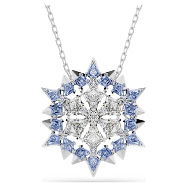 Magic pendant and brooch - Snowflake - Blue - Rhodium plated 5737619