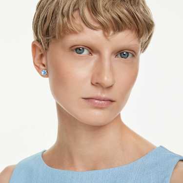 Magic stud earrings - Snowflake - Blue - Rhodium plated 5734242