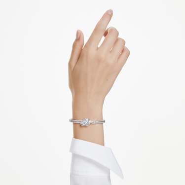 Matrix bangle - Baguette cut - Knot - White - Rhodium plated 5727117