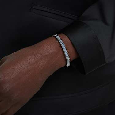 Matrix bangle - Baguette cut - Octagon shape - Gray - Ruthenium plated 5720365