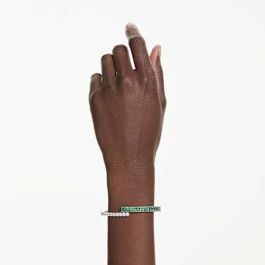 Matrix bangle - Mixed cuts - Green - Rhodium plated 5722460