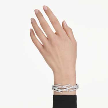 Matrix bangle - Mixed cuts - White - Rhodium plated 5726292