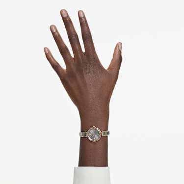 Matrix bangle watch - Swiss Made - Crystal bracelet - Gray - Rose gold-tone finish 5679887