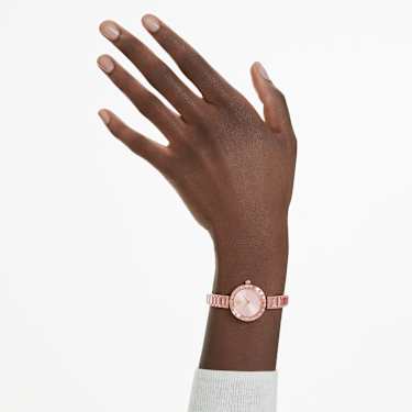 Matrix bangle watch - Swiss Made - Crystal bracelet - Pink - Rose gold-tone finish 5679890