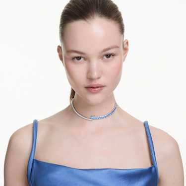 Matrix choker - Mixed cuts - Blue - Rhodium plated 5722464