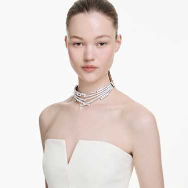 Matrix choker - Mixed cuts - White - Rhodium plated 5726295