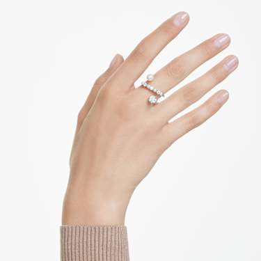 Matrix cocktail ring - Crystal pearl - Round cut - White - Rhodium plated 5705612