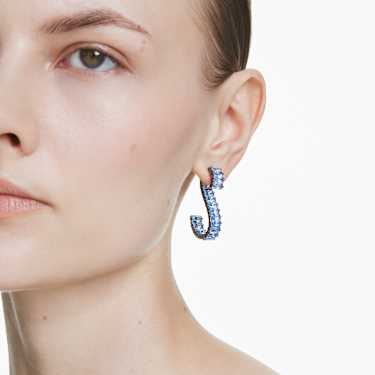 Matrix drop earrings - Baguette cut - Blue - Ruthenium plated 5705780