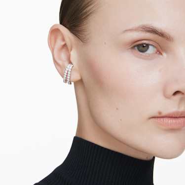 Matrix ear cuffs - Round cut - White - Rhodium plated 5705835