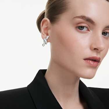 Matrix earrings - Baguette cut - Knot - White - Rhodium plated 5727040
