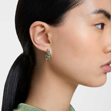 Matrix hoop earrings - Baguette cut - Green - Gold-tone plated 5658651