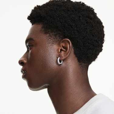 Matrix hoop earrings - Baguette cut - White - Rhodium plated 5733397