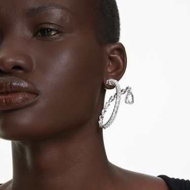 Matrix hoop earrings - Mixed cuts - White - Rhodium plated 5692524