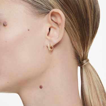 Matrix hoop earrings - Round cut - White - Gold-tone plated 5697228