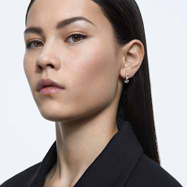 Matrix hoop earrings - White - Rhodium plated 5632467