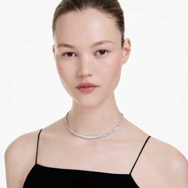 Matrix necklace - Baguette cut - White - Rhodium plated 5727111