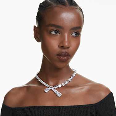 Matrix necklace - Mixed cuts - White - Rhodium plated 5692521